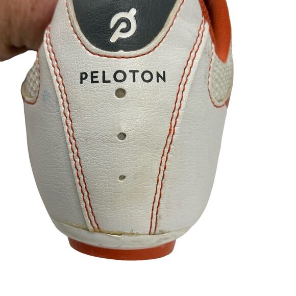Men’s Peloton Biking Cycle Shoes - WHITE & ORANGE - Picture 9 of 16